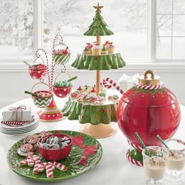 Snack Rack Christmas Tree Dessert Candy Plate Snack Tray Double Layer Cake Stand Fruit Holder Cupcake Rack Bowl Xmas Decoration