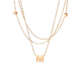 online titanium stainless steel neklace women fashion mutillayer design letter M pendants charm necklace ladies party accessories92895709