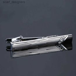 Tie Clips C-MAN Brand Mens Leopard Tie Clip Pins Short Silvery Men Metal Necktie Tie Bar Mens Chrome Clamp Stainless Steel Plain Tie Clip Y240411