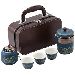 Teaware Sets Portable Travel Tea Set Mini Purple Sand Outdoor Camping Express Cup Glass Teapot Drinking Equipment