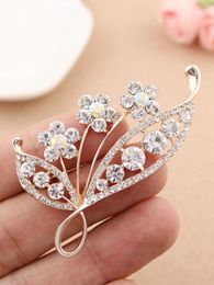 Brooches Elegant Classtic Leaves Crystal Rhinestone Cloth Accessories Pins Jewelries For Women And Girls Daily Wear