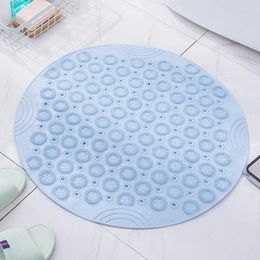 Bath Mats Non-Slip Round Bathroom Mat Safety Shower Pvc With Suction Cup Drain Hole Foot Massage Pad Bathtub Soft