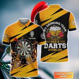 Custom With Name Dart And Beer 3D All Over Printed Mens Polo Shirt Summer Short Sleeve shirt Street Casual POLO shirt tops WK21