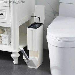 Waste Bins Trash Can Toilet Brush Set Toilet Corner Trash Bin Cleanin Brush Covered Paper Lou L49