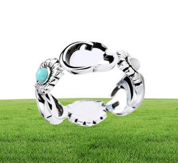 Women Girl Daisy Turquoise Ring Flower Letter Rings Gift for Love Girlfriend Fashion Jewellery Accessories Size 59329S5130616