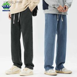 Men's Jeans New Wide Leg Jeans Men Baggy Cotton Elastic Waist Cargo Denim Pants Streetwear Clothing Work Korean Trousers Male Oversize S-5XL L49