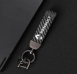 Keychains Leather Car KeyChain 360 Degree Rotating Horseshoe Key Rings For Renault Megane 2 3 4 Clio Duster Captur Accessories8201534