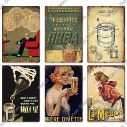 Putuo Decor French Beer Vintage Posters Tin Signs Retro Plaque Metal Plates Wall Art Decor for Bar Home Pub Club Room Gift