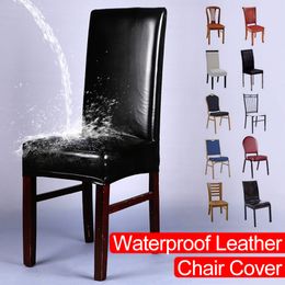 Leather Chair Covers Waterproof for Dining Chair, High Quality Pu Slipcover Prevent Oil Stain, Stretch Protector Kitchen Cover