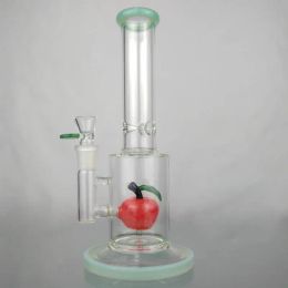 Hookahs glass perc bong straight tube bong Waterpipe 11'' Red Apple Inner Color Accent on Mouthpiece Glass Bubbler Water Pipe