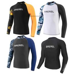Swimwear Mens Diving Suit Long Sleeved Beach Quick Drying Swimsuit Top Sunscreen Surfing Suit Tshirt Water Sports Swimming Diving Top