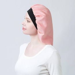 Silk Satin Bonnet Hair Wrap Adjustable Sleep Caps Shower Bath Women Men Double Layer Lined Bonnets for Straight Curly Braid Hair