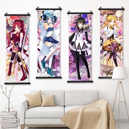 Wall Art Puella Magi Madoka Magica Pictures Anime Poster Scroll Akemi Homura Hanging Tomoe Mami Painting Canvas Print Home Decor