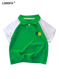 LJMOFA Summer Baby Boys T Shirt Short Sleeve Lapel Clothes for Girls Kids Solid Colour Breathable Polo Shirts Children Tops D403