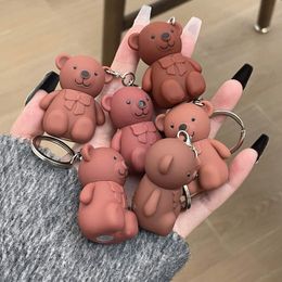 New Portable Cute Bear Keychain Matte Lip Mud Mousse Grey Pink Lipstick Lasting Natural Lip Makeup Korean Cosmetics Lip Gloss