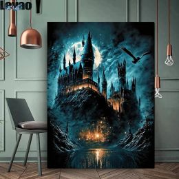 5D Diy Diamond Painting Magic School Cross Stitch Kit Embroidery Fantasy Castle Landscape Diamond Mosaic Home Art Decor Gifts