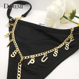 DOREMI Summer Sexy Personalised Name Belly Waist Stainless Steel Chains for Women Body Chain Jewellery Custom Letters Thong PantY 240402