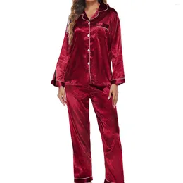 Home Clothing Long Sleeve Sleep Suit Pyjamas Solid Colour Pyjamas Button Down Shirt&pant 2 Piece Set Rayon Clothes Outfits Nightwear