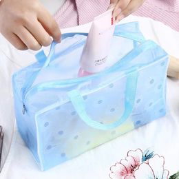Storage Boxes Travel Toiletry Organise Women Waterproof PVC Cosmetic Portable Bag Transparent Zipper Make Up Case Female Wash Kit
