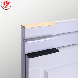 Consice Aluminium Alloy Furniture Cabinet Cupboard Drawer Door Finger Pull Riding L G Shaped Gold White Lacquer Black Bronze