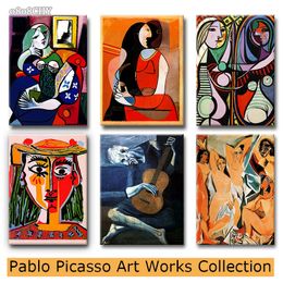 Artist Pablo Picasso Classic Art Canvas Paintings Prints Poster Cubist Style Abstract Character Wall Art Painting for Home Decor