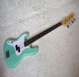 Factory Custom Left Handed Green 4 strings Electric Bass Guitar with Rosewood FretboardWhite Pearl PickguardDots Fret Inlaybe C4209505