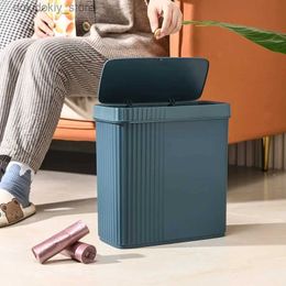 Waste Bins 8L Trash Can Household with Lid Kitchen ification Press-type Bathroom Livin Room Rectanular Trash Can L49