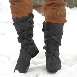 Mediaeval Viking Pirate Costume Retro Men's Boots Mid-Calf Winter Boot Halloween Cosplay Knight Women Bandage Gothic Shoes