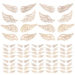 80PCS DIY Hollow-Out Wing Patchs Colored Drawing Wing Chips Painting Wooden Wings DIY Blank Drawing Angel Wing Decorations