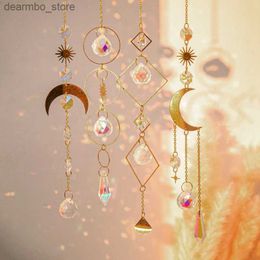 Arts and Crafts Suncatcher Hanin Decoraiton Rainbow Maker Wall Decor Crystal Moon Star arden Decor Wind Chime Pendant L49