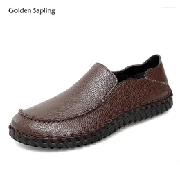 Casual Shoes Golden Sapling Office Flats Fashion Leather Men's Leisure Slip On Loafers Men Driving Shoe Business Party Moccasins