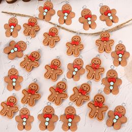 Resin Gingerbread Xmas Tree Santa Claus Pendant Charms for Jewelry Making Earring Bracelet DIY Beads Keychain Pendants Craft
