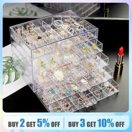 Jewellery Boxes Earring Jewellery box acrylic Jewellery storage box womens ring Jewellery display box with 5 drawers and 120 small company trays