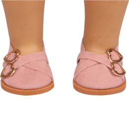 7cm Super Cute Leisure Doll Shoes Double Hearts Pu Leather 18 Inch Mini Handmade Shoes For Reborn Baby Dolls 43 cm Russian Toys