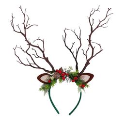 Cute Christmas Deer Antlers Headband Hair Accessories Decor Headpiece Role Play Hairbands for Holiday Cosplay Costume Halloween