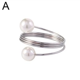 Silver Gold Luxury Pearl Spring Napkin Ring Tablecloth Towel Holder Buckle Wedding Christmas Party Home Hotel Dinner Decoration