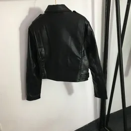 Women's Leather Spring 2024 Fashion Heavy Industry Slim Temperament Leisure Motorcycle Short Jacket Coat Ladies Trend