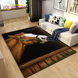 3D Light Luxury Modern Horse Area Rug Large,Carpet Rug for Living Room Bedroom Sofa,Kitchen Bathroom Doormat Non-slip Floor Mat