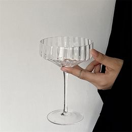 French Crystal Clear Cocktail Champagne Sparkling Wine Glass Large Capacity Coffee Milk Juice Goblet Wedding Party Drinkware