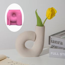 New Household Vase Shape Succulent Flower Pot Ashtray Pen Holder Silicone Mould Scented Moulds For Gypsum and Concrete Stone Carve