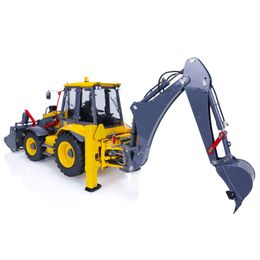 LESU 1/14 Metal Hydraulic RC Backhoe Loader Multifunctional AOUE BL71 Yellow Radio Control Digger Adult Outdoor Toys