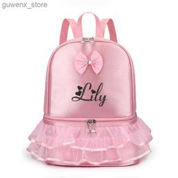 Backpacks Custom Name Little Girls Ballerina Dance Ballet Bag Backpack with Separate Shoe Compartment for Dance Toddler Bag Y240411