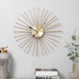 Wall Clocks Gold Wrought Iron Clock Creative Flower Decoration Simple Mute Living Room Dining