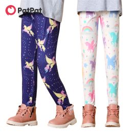 Trousers Patpat Kid Girl Leggings Unicorn Stars Print Elasticized Long Leggings for Children Girl Pants