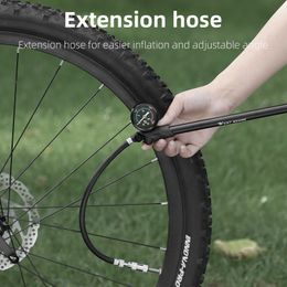 WEST BIKING 300PSI High Pressure Bicycle Air Pump With Gauge Hose Portable Road Bike Tyre Fork Shock Inflator MTB Accessories