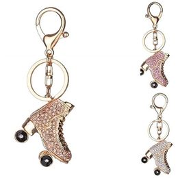 Roller Skates Shoe Keyring Crystal Keychain Handbag Pendant Car Keys Holder Rhinestone Charm Key Chain Ring Jewellery for Women Girl285j