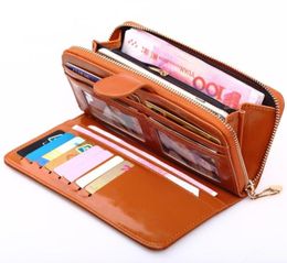 Wallets 11 Colours 2021 Fashion Leather Ladies Wallet Solid Vintage Long Women Purses Big Capacity Phone Clutch Money Bag Card Hold3006389
