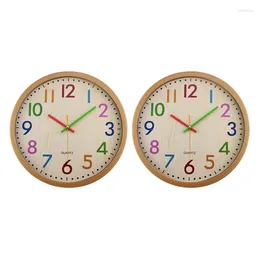 Wall Clocks 2X Silent Non Ticking Kids Clock Battery Operated Colorful Decorative