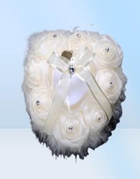Wedding Ring Pillow with Heart Box Floral Heart Shape Satin Rose Cushion Marriage Creative Suppliers High Quality BS57083534937
