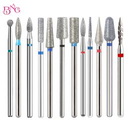 2pcs/Set Diamond Manicure Drill Bits Gel Polish Remover Cutter Nail Cuticle Drill Bit for Electric Drill Nail Accessories Tools